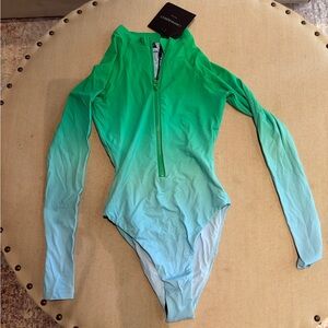 Cynthia Rowley Green and Blue One Piece Swimsuit